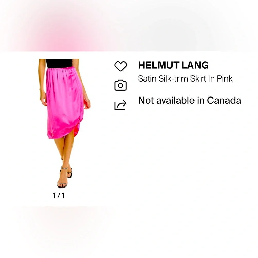 Helmut Lang Vibrant Pink Silk Side Slit Skirt - Picture 3 of 15